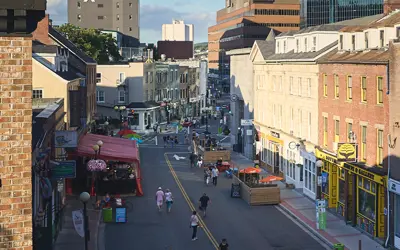 the downtown pedestrian mall